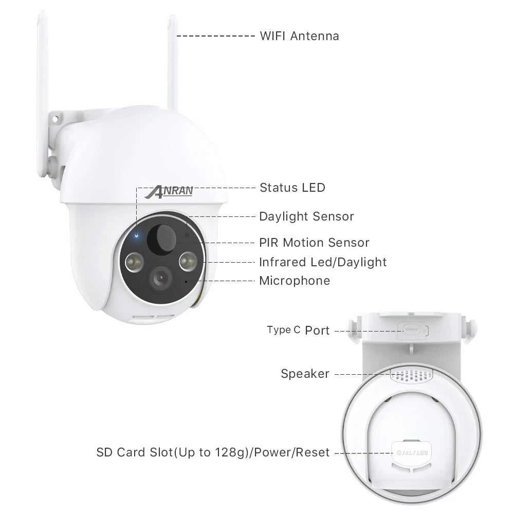 2K Solar Security Camera