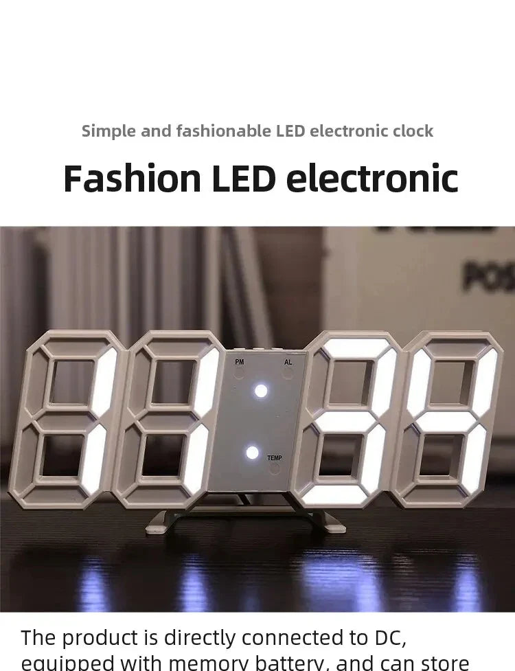 3D Digital Night Mode Wall Clock